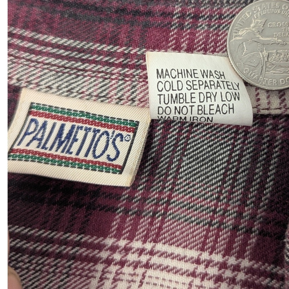 Palmetto's Women's Plaid Flannel Button Up Shirt Long Sleeve Casual Top Burgundy - Picture 5 of 8